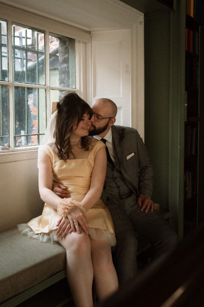 Couples wedding portraits at The Leeds Library Wedding Venue